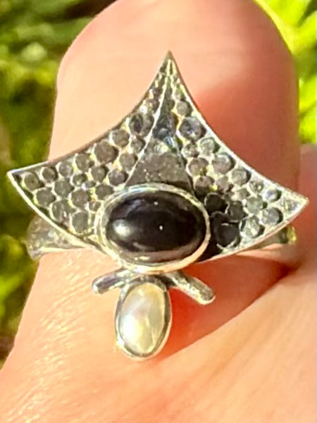 Pearl and Black Onyx Ring Size 8 - Morganna’s Treasures