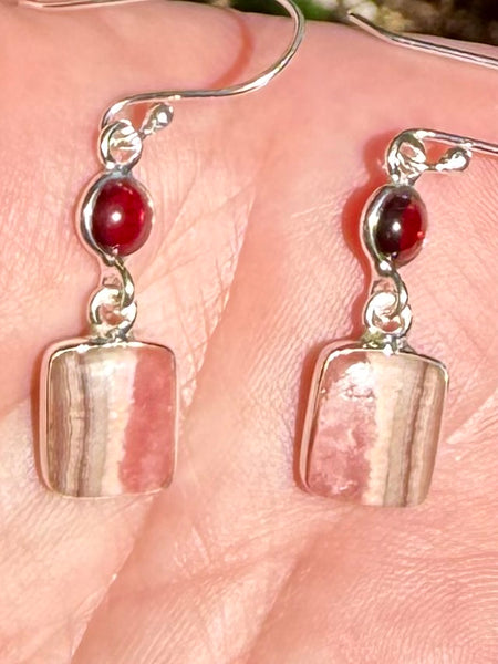 Rhodochrosite and Garnet Earrings