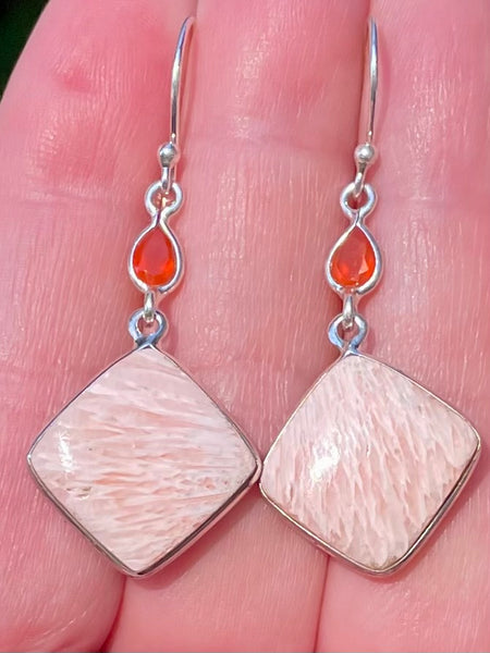 Orange Scolecite and Carnelian Earrings - Morganna’s Treasures