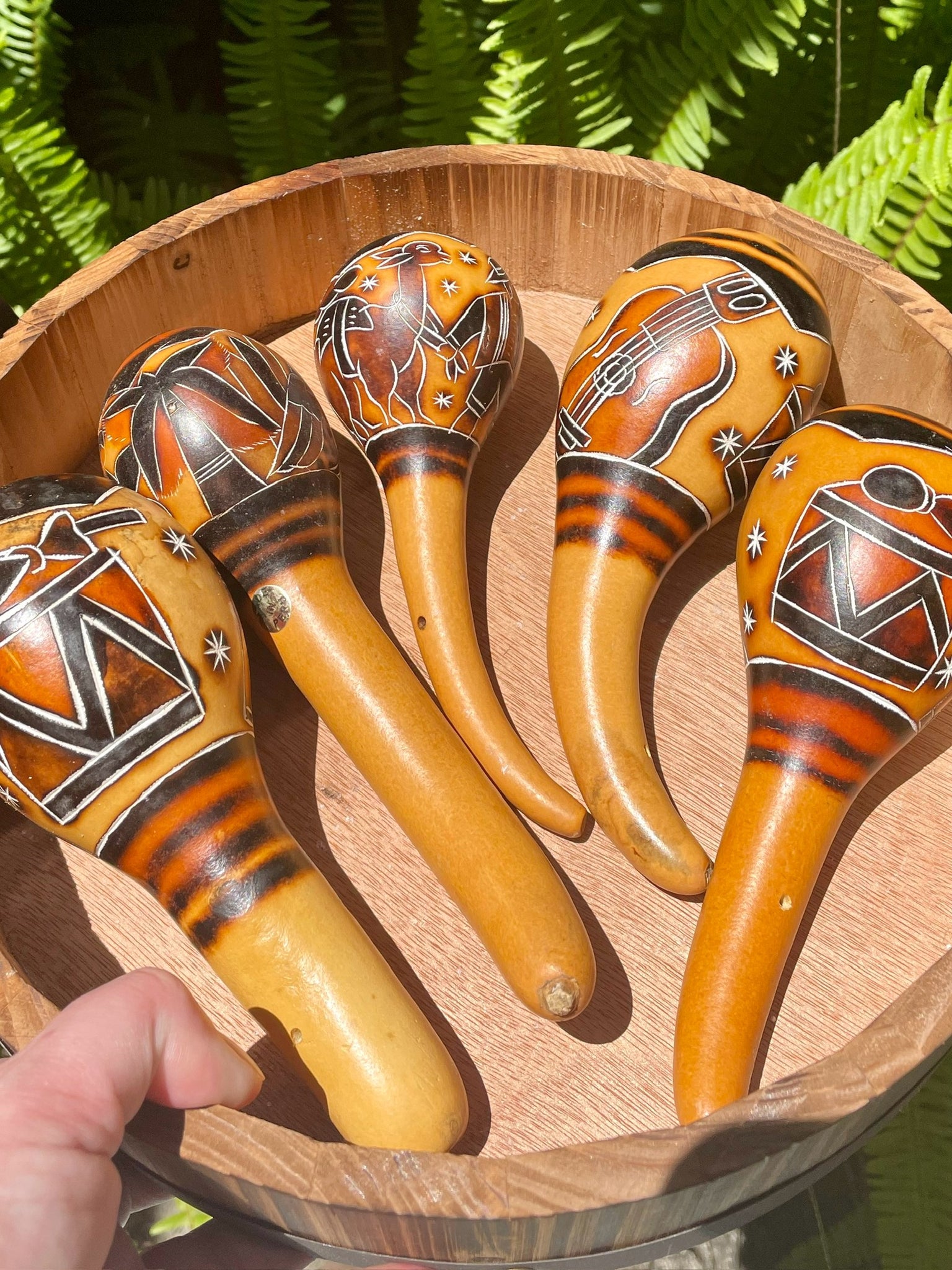 Healing Rattles Peruvian Carved Gourd Rattle for Healing