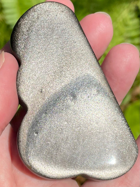 Silver Sheen Obsidian Cloud Palm Stone - Morganna’s Treasures 