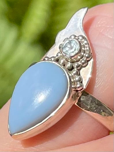 Blue Owyhee Opal and Blue Topaz Ring Size 7 - Morganna’s Treasures 