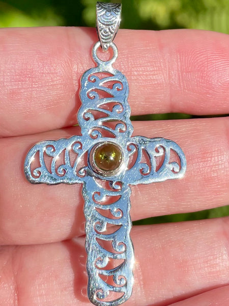 Green Tourmaline Cross Pendant - Morganna’s Treasures 