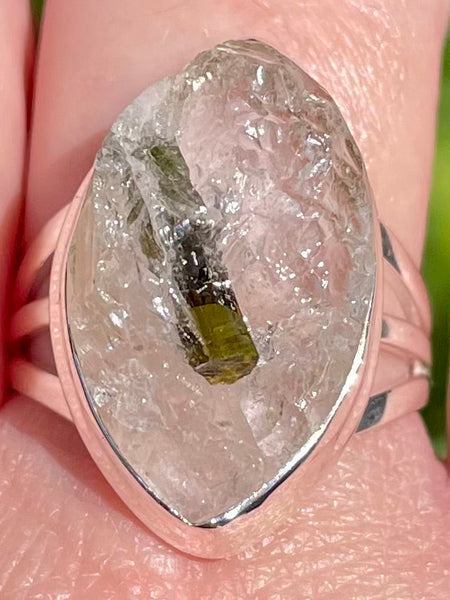 Green Tourmaline in Quartz Ring Size 9 - Morganna’s Treasures 