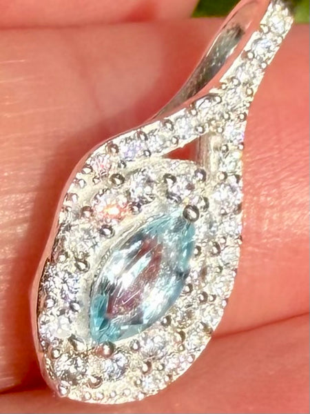 Blue Topaz and CZ Pendant - Morganna’s Treasures