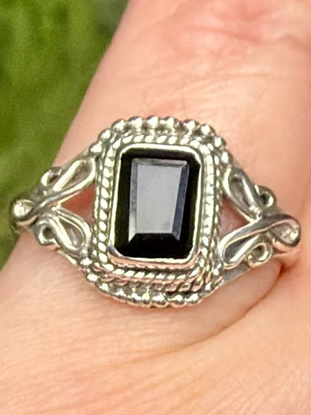 Faceted Black Onyx Ring Size 8 - Morganna’s Treasures