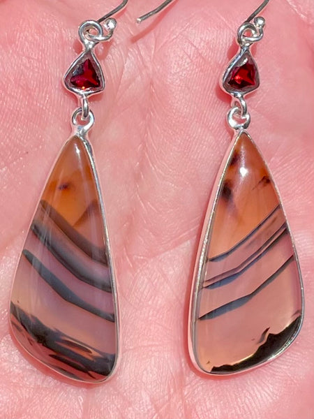 Montana Agate from the Yellowstone River and Garnet Earrings - Morganna’s Treasures 