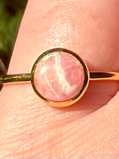 18K Gold over Sterling Silver Rhodochrosite Ring Size 7.5