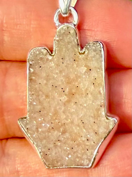 Natural Agate Druzy Hamsa Hand Pendant - Morganna’s Treasures