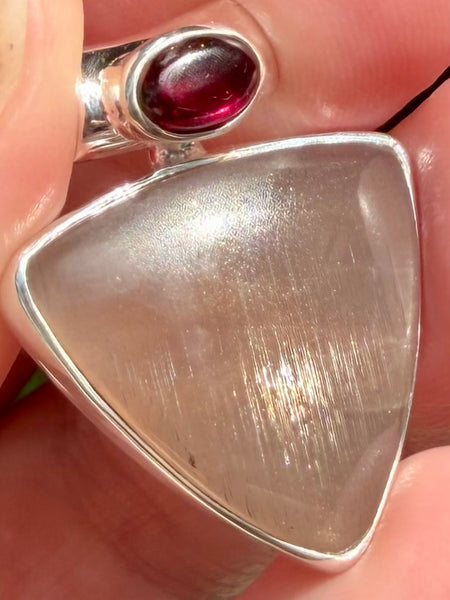 Black Sunstone and Garnet Pendant - Morganna’s Treasures