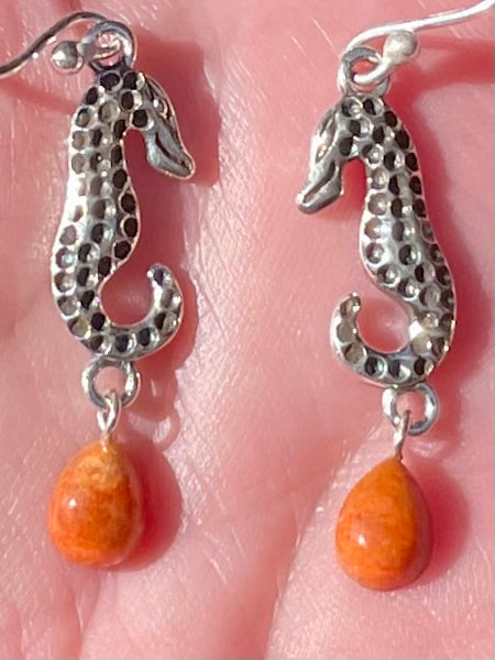 Coral Seahorse Earrings - Morganna’s Treasures