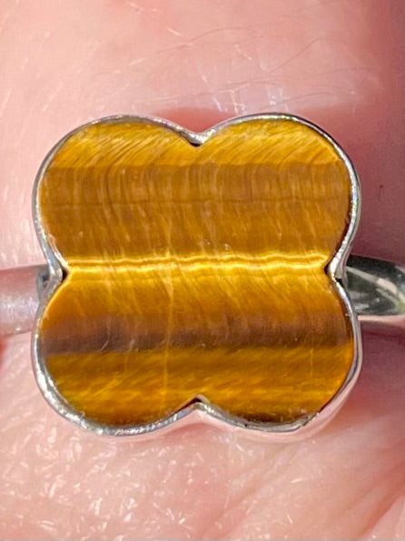 Tigers Eye Clover Ring Size 8 - Morganna’s Treasures