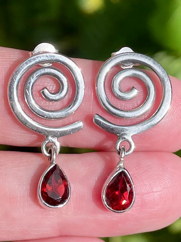Garnet Spiral Earrings