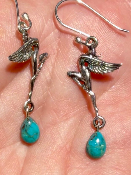 Blue Mohave Turquoise Fairy Earrings