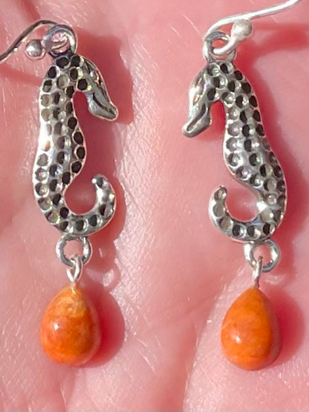 Coral Seahorse Earrings - Morganna’s Treasures
