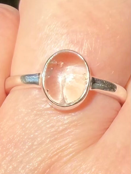 Rare Fluorescent Hyalite Opal Ring Size 8