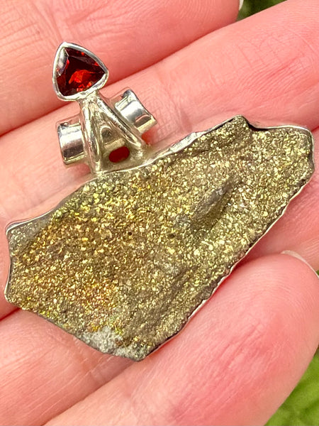 Rainbow Pyrite and Garnet Pendant - Morganna’s Treasures