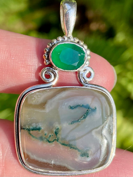 Moss Agate and Green Onyx Pendant - Morganna’s Treasures 