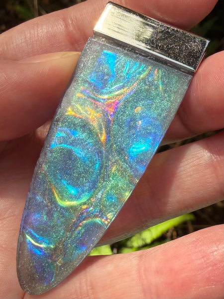 "Healer" Labradorite, Rainbow Hematite, Emerald, Thulite, Bloodstone, Aluminum & Quartz Orgonite Pendant - Morganna’s Treasures