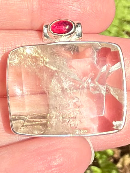 Rare Manifestation Quartz and Garnet Pendant