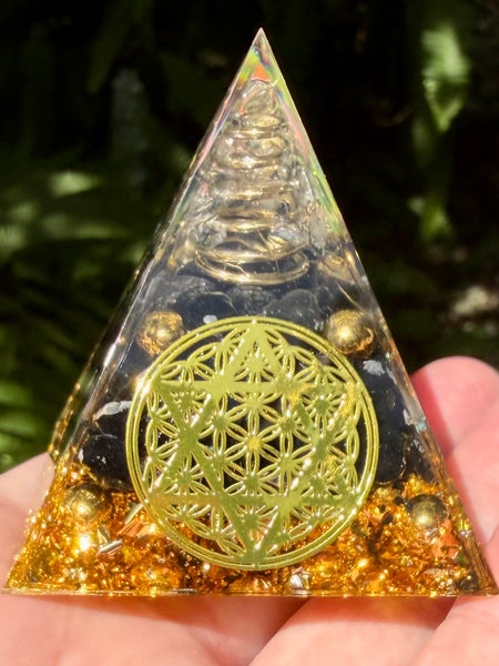 Small Black Tourmaline Orgonite Crystal Pyramid