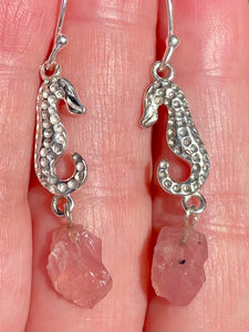 Rough Rose Quartz Seahorse Earrings - Morganna’s Treasures