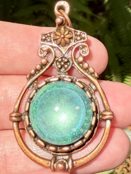 "Mystic" Peruvian Chrysocolla, Azurite, Aquamarine, Clear Quartz and Aluminum Orgonite Pendant