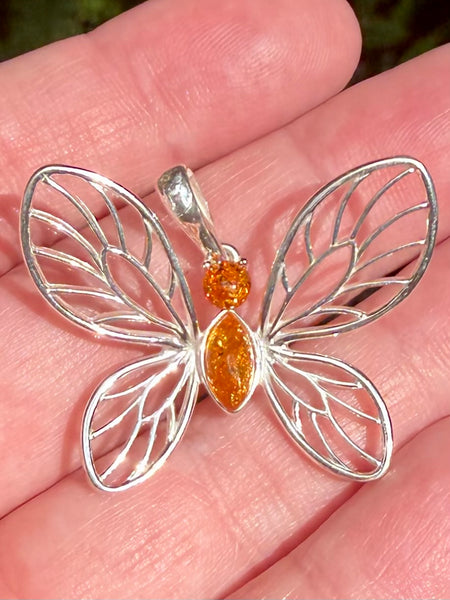 Baltic Amber Butterfly Pendant