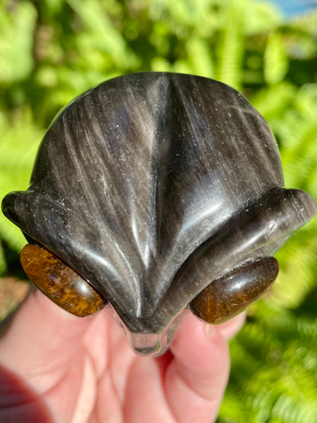 Silver Sheen Obsidian and Tigers Eye Alien - Morganna’s Treasures