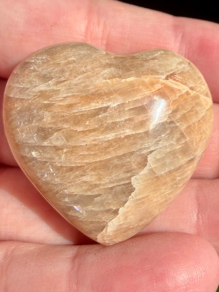 Peach Moonstone Heart Palm Stone
