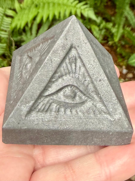 Gorgeous Shungite Pyramid with the All Seeing Eye