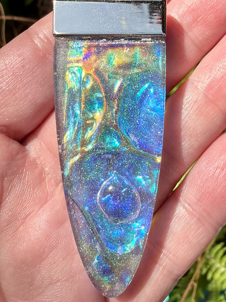 "Visionary" Labradorite, Smoky Quartz, Iolite, Emerald, Rose Quartz, Aluminum & Quartz Orgonite Pendant - Morganna’s Treasures