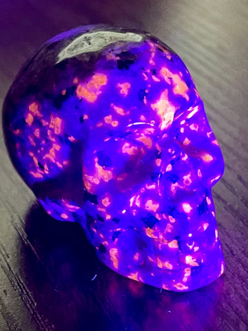 Carved Yooperlite (Fluorescent Sodalite)  Skull - Morganna’s Treasures 