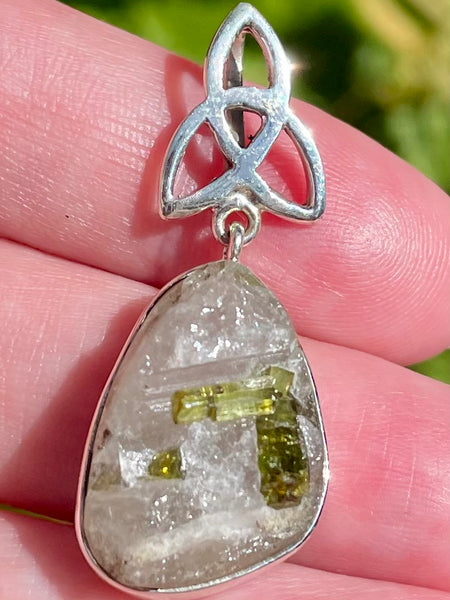 Celtic Green Tourmaline in Quartz Pendant - Morganna’s Treasures 