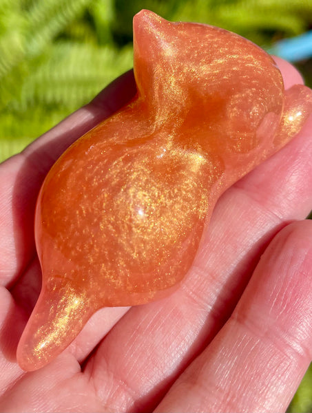 Orange Shimmery Resin Cat Pen Rest - Morganna’s Treasures 