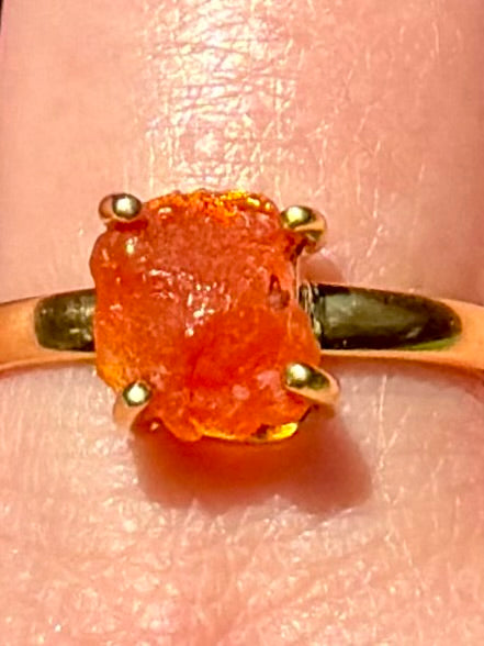 18K Gold over Sterling Silver Mexican Fire Opal Ring Size 9.5 - Morganna’s Treasures