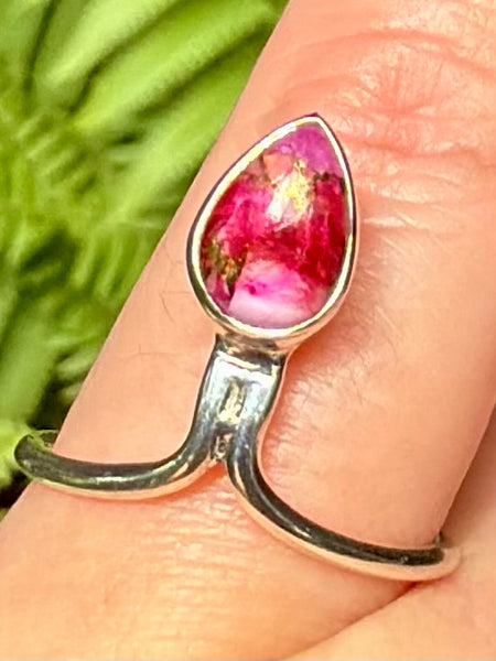 Pink Dahlia Turquoise Ring Size 7
