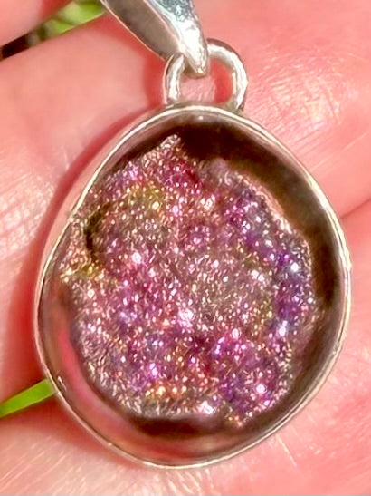 Rose Titanium Aura Quartz Druzy Pendant - Morganna’s Treasures