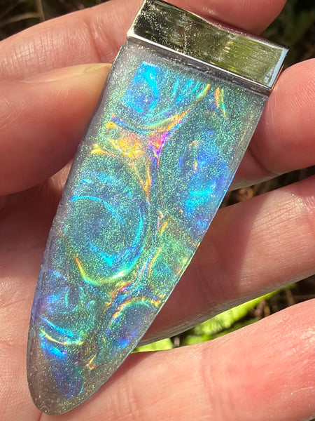 "Healer" Labradorite, Rainbow Hematite, Emerald, Thulite, Bloodstone, Aluminum & Quartz Orgonite Pendant - Morganna’s Treasures