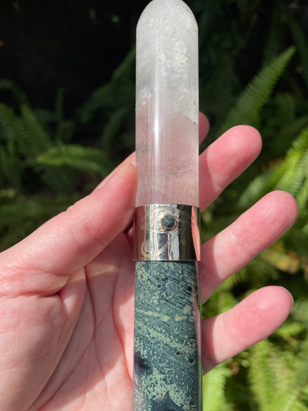 Kambaba Jasper and Clear Quartz Eye of Ra Crystal Massage Wand - Morganna’s Treasures
