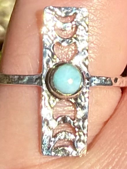 Larimar Phases of the Moon Ring Size 7.5