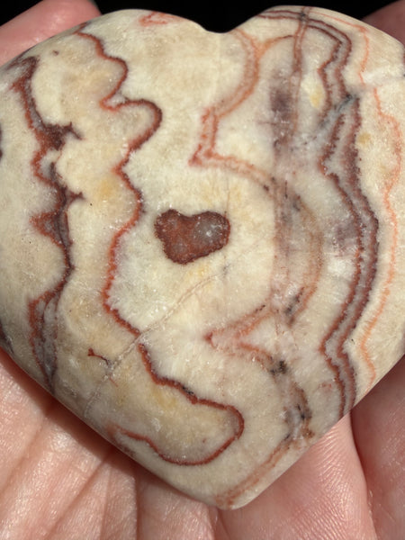 Large Red Calcite Carved Heart with heart
