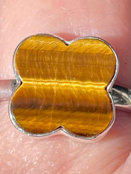 Tigers Eye Clover Ring Size 8 - Morganna’s Treasures