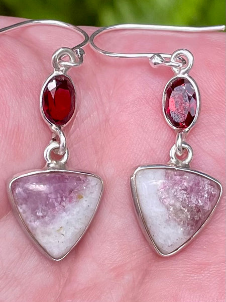 Pink Tourmaline in Quartz and Garnet Earrings - Morganna’s Treasures 