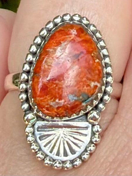 Orange Coral Ring Size 8