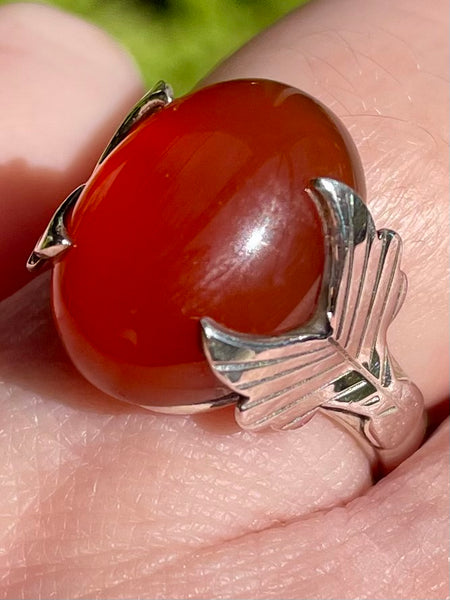 Beautiful Carnelian Leaf Ring Size 7 - Morganna’s Treasures 