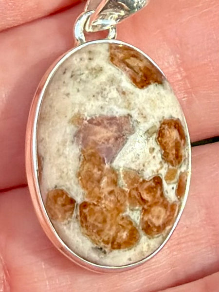 Spessartine Garnet in Limestone Pendant