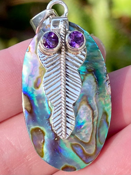 Mermaids Dream Abalone Shell and Amethyst Pendant - Morganna’s Treasures