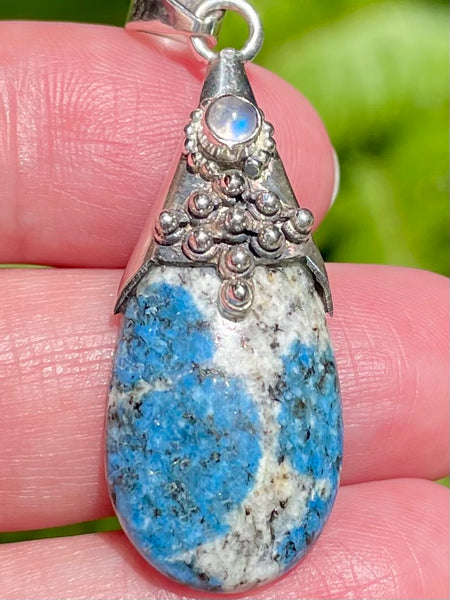 K2 Azurite and Rainbow Moonstone Pendant - Morganna’s Treasures 