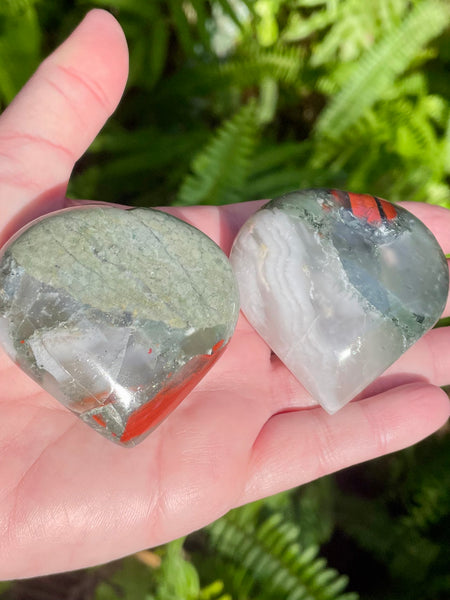 African Bloodstone Heart Palm Stone - Morganna’s Treasures